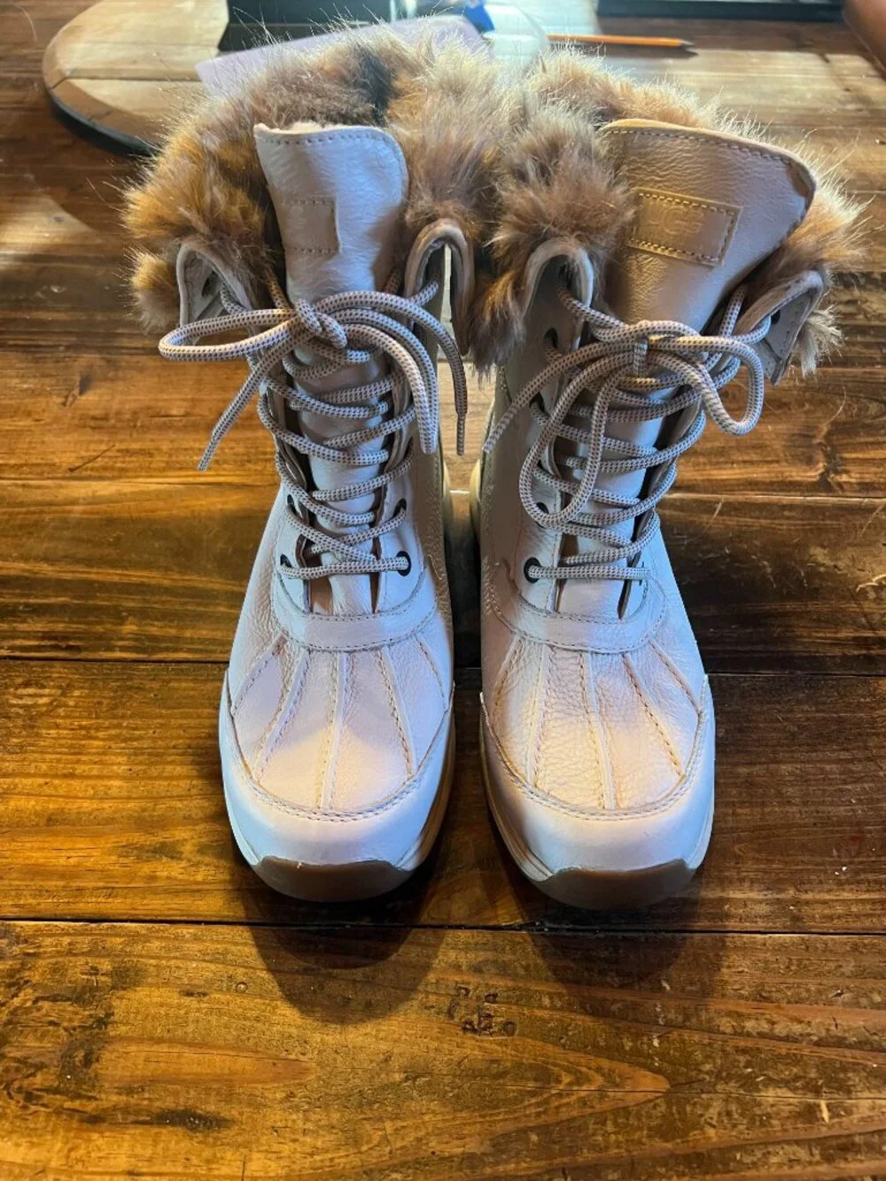 UGG Women’s Adirondack III Tipped Waterproof White Leather Boots